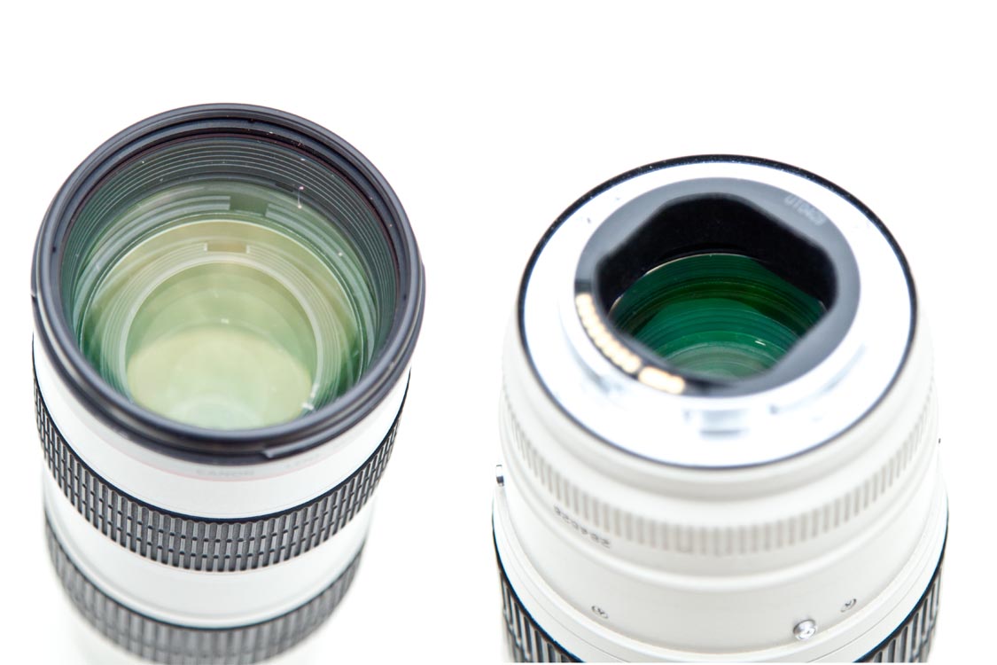 Canon EF 70-200 f/2.8L front and rear elements